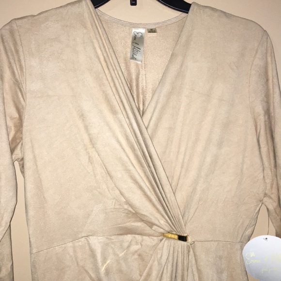NWT Tan/Nude Suede Wrap Dress - Picture 2 of 3